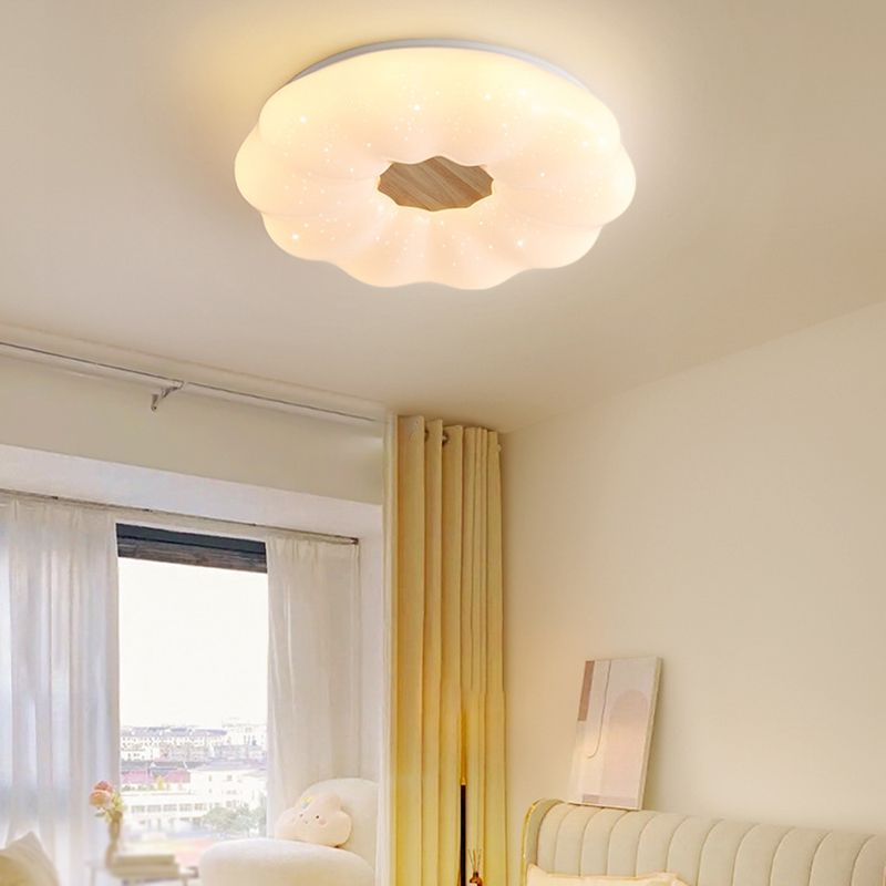 LED Ceiling Light Wooden Ceiling Mount Light with Acrylic Shade for Living Room