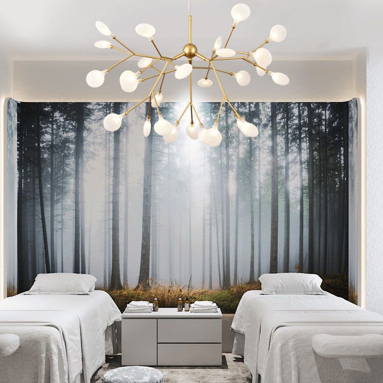 Fireflies Chandelier Lighting Fixture Minimalist Metal Gold Ceiling Hung Fixture