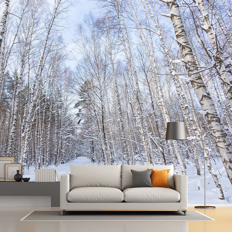 Photography Forest Mural Wallpaper for Room Wall Covering in Soft Color