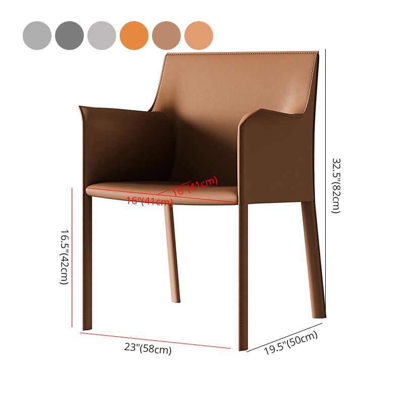 Sillas auxiliares de comedor contemporáneas de metal, silla con respaldo sólido y brazo (juego de 2)