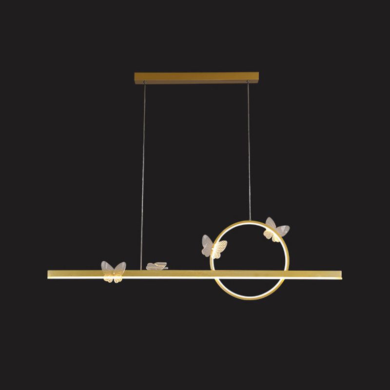 Colgante moderno de la isla de mariposa de oro de la isla de metal para el comedor
