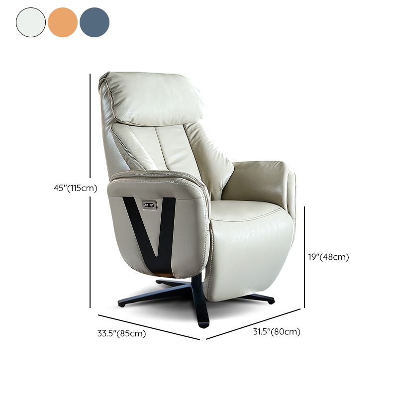 Rocking Recliner Chair Solid Color Genuine Leather Standard Recliner