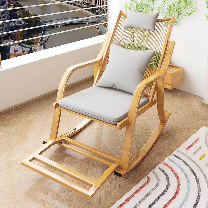 Vintage Style Wood Simple Rocking Chair Lounge Leisure Lazy Chair for Balcony
