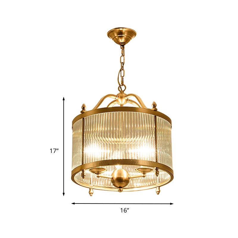 Trommelkronleuchter Beleuchtung zeitgenössischer Flutglas Messing 3/5 Lampen hängende Deckenleuchten, 16 "/19.5"/23,5 "breit