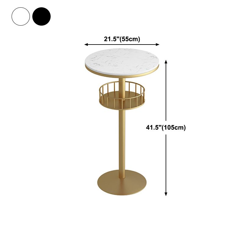 Round Shape Top Bar Table Metal Base Pub Table with Storage Shelves for Indoor