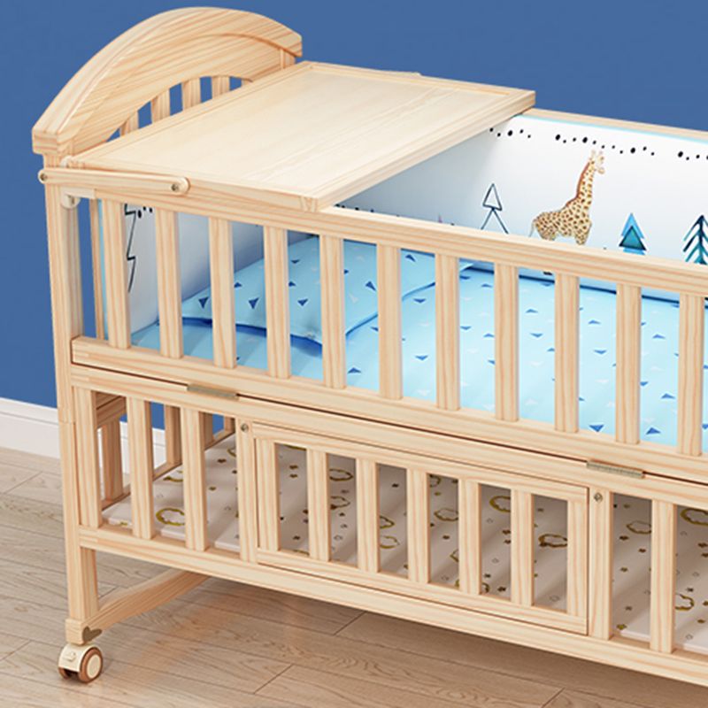 Brown Farmhouse Nursery Crib Pattern Wood Nursery Bed with Storage