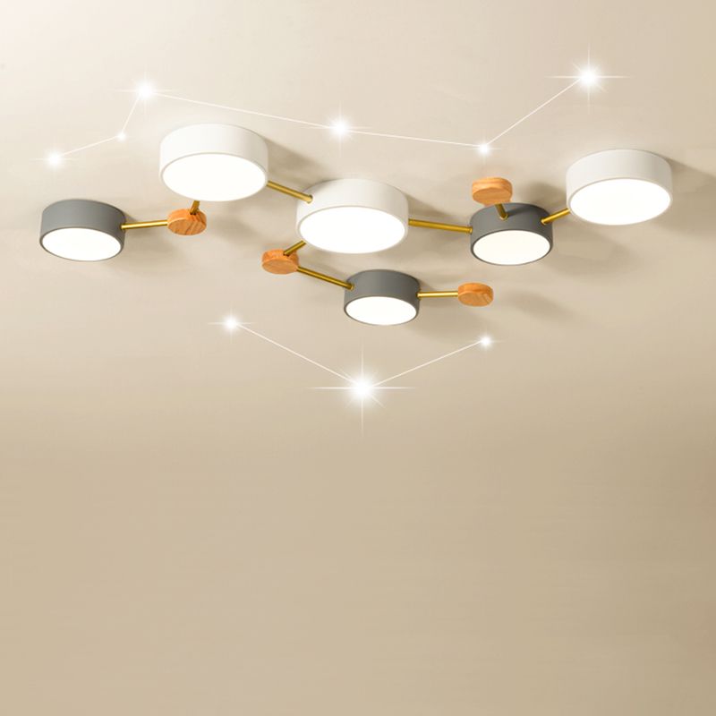 New Modern Sputnik Flush Mount Ceiling Light Metal Bedroom Flush Light in Grey