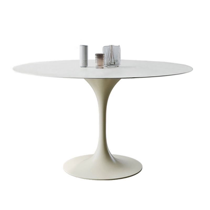 Round Dining Table Tulip Base Dining Table in White for Dining Room
