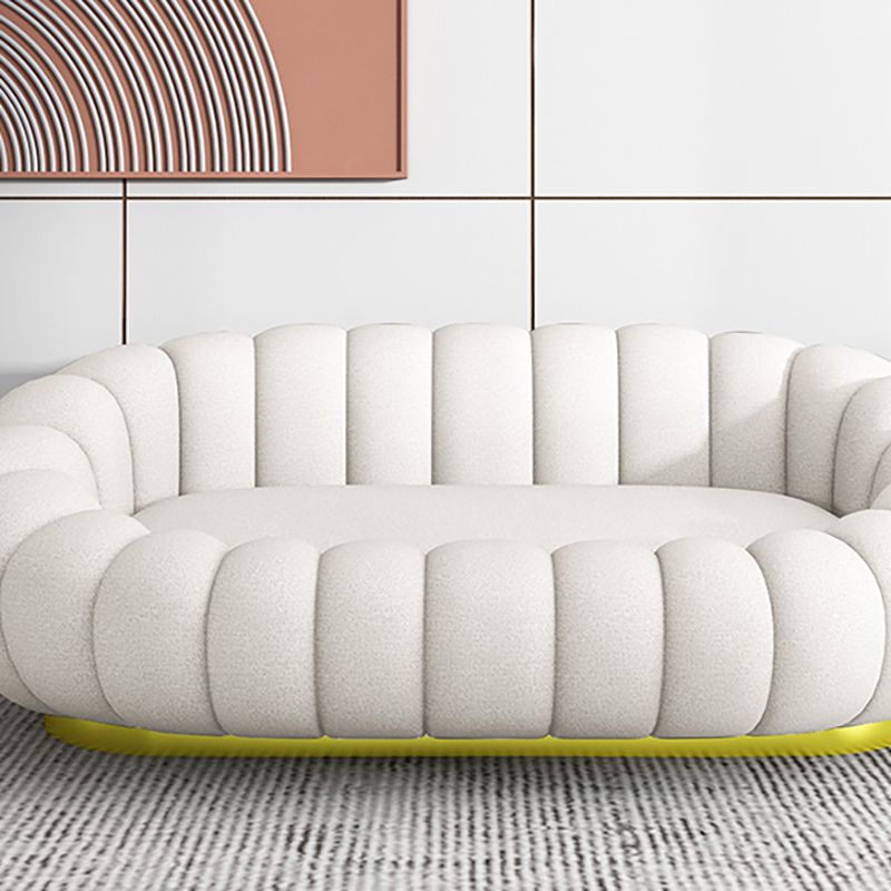 25.59"H Scandinavian Solid Color Fleece/Faux Leather Curved Sofa for Bedroom Apartment