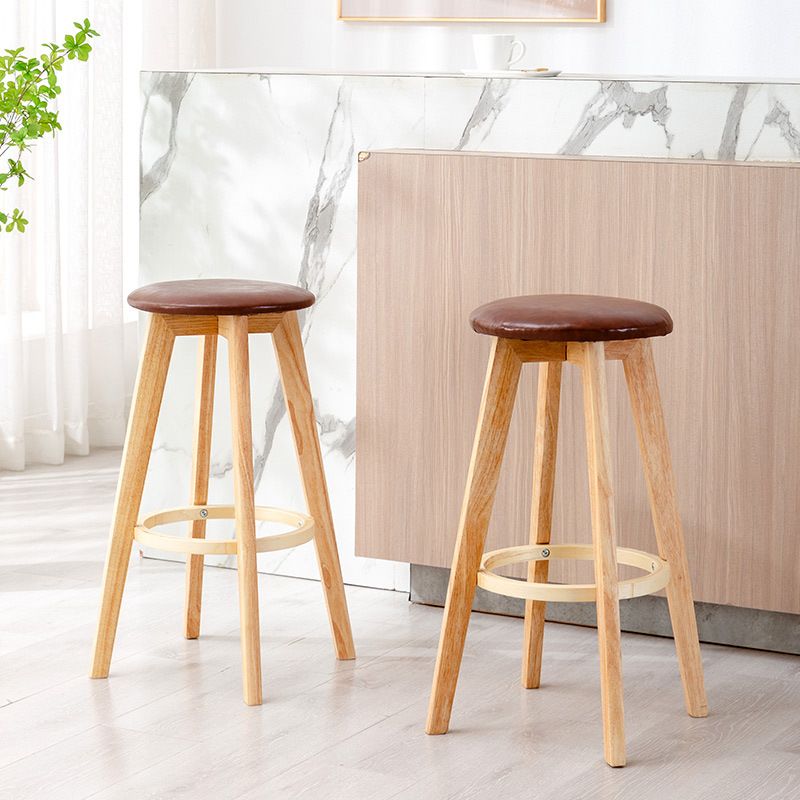 Contemporary Wood Barstool Fabric Upholstered Counter Stool in Matte Finish for Indoor