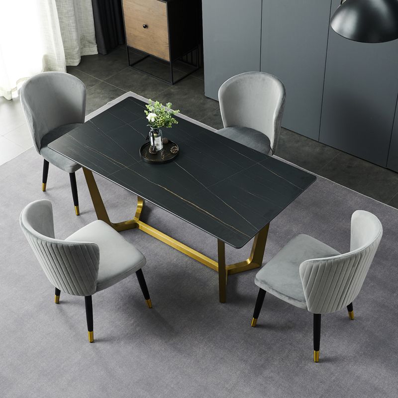 Sillas de comedor de madera Glam, sillas de comedor de terciopelo sin brazos para uso doméstico (juego de 2)