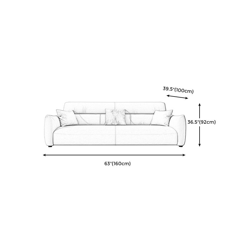 Stain Resistant Stationary Faux Leather Living Room Square Arm Sewn Pillow Back Sofa
