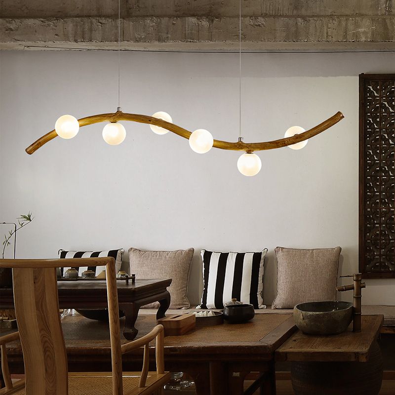 Simple Chandelier Glass Six Head Pendant Lighting Fixtures for Dining-table