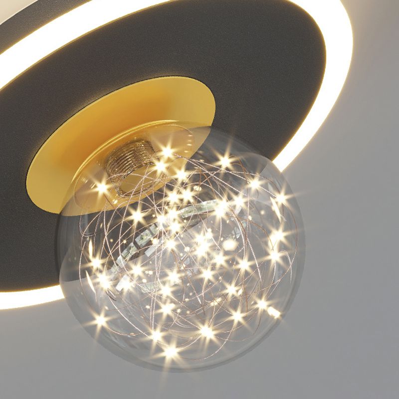 Clear Glass Globe Flush Mount Light LED Light Creative Bedroom Lighting Fixture