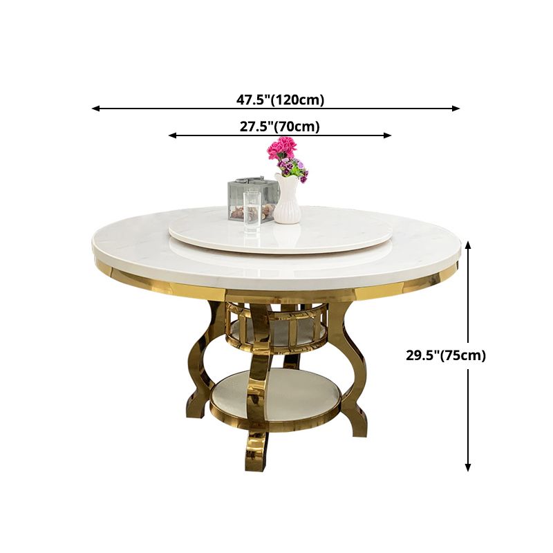 Metal Traditional Luxury Round Table Marble Top Table with Storage