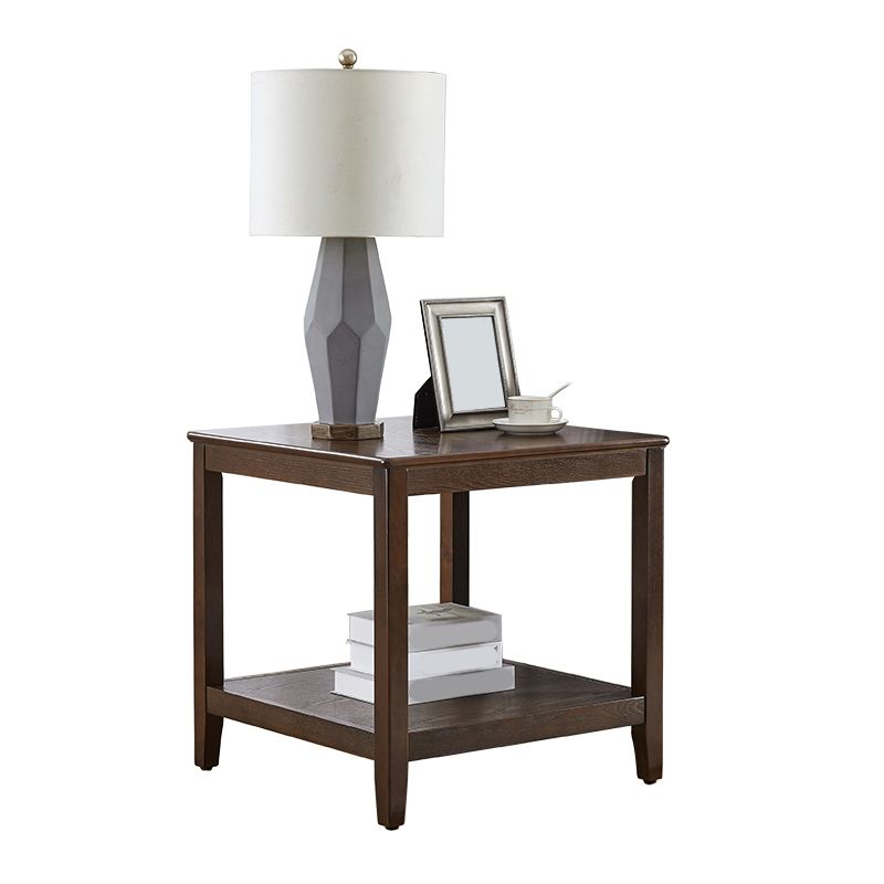 Modern Square / Rectangle Top Side Table Wooden 4 Legs End Table with Shelf