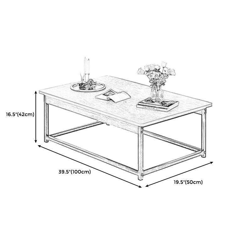 Modern Rectangular Metal Frame Coffee Table Brown Cocktail Table