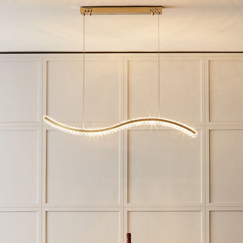 K9 Crystal Wavy Lighting a sospensione Simplicità Luce del soffitto dell'isola a LED per sala da pranzo