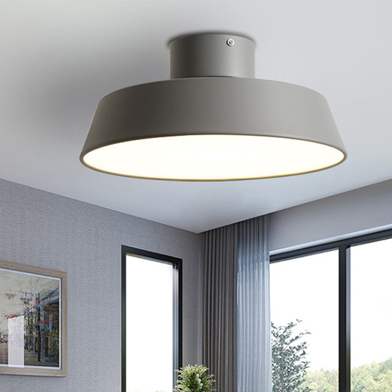 Dining Room LED Semi Flush Light Simplicity Metal Ceiling Lighting with Barn Acrylic Shade