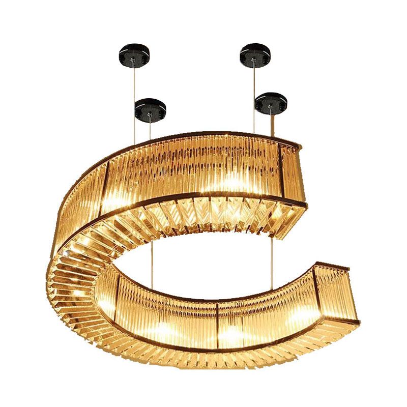 6 bulbi Blocco Crystal Blocco sospeso lampadario vintage Gold Claio C a forma di salotto a sospensione Funzione per illuminazione a sospensione