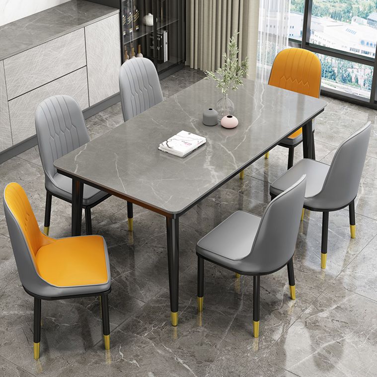 Casual Sintered Stone Standard Dining Table Rectangle Shape Dining Table for Kitchen