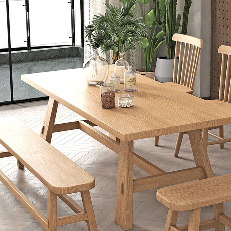Rectangle Dining Table Contemporary Style Solid Wood Dinner Table for  Kitchen Home