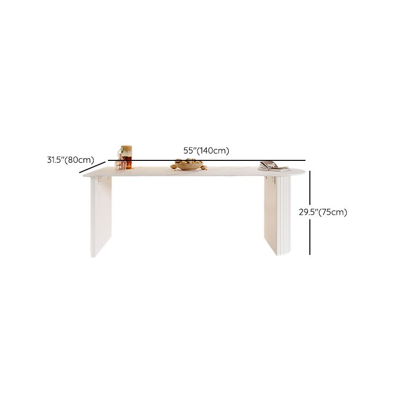 White Double Pedestal Dining Table Modern Stone Top Dining Table