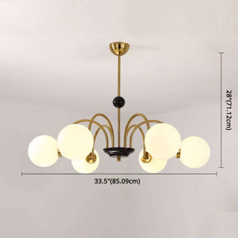 Globe Chandelier Lighting Fixtures Modern White Glass Suspension Light for Bedroom