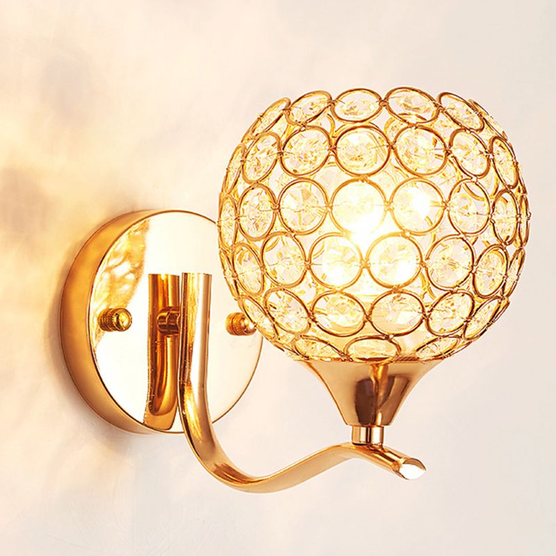 Gouden kristallen kogelwand SCONCE LICHTING Minimalistisch 1-licht muur gemonteerd licht voor woonkamer