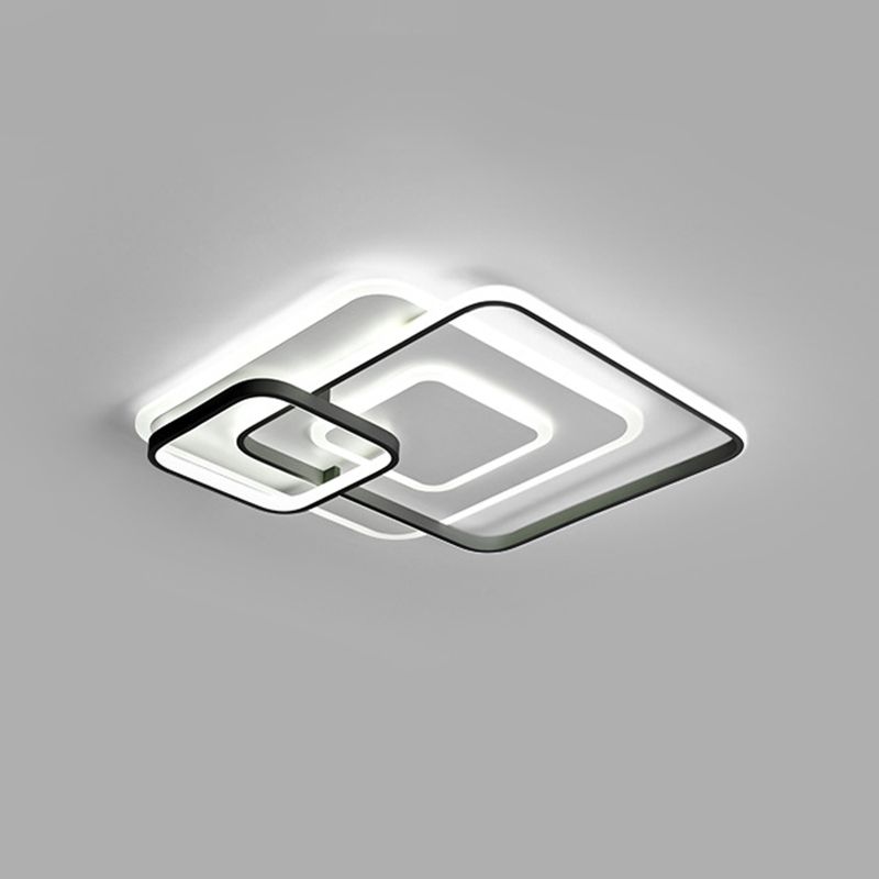 18"/21.5" W Hotel LED Flush Mount Light Modern White Close to Ceiling Lamp with Stacking Square Acrylic Frame in Warm/White Light