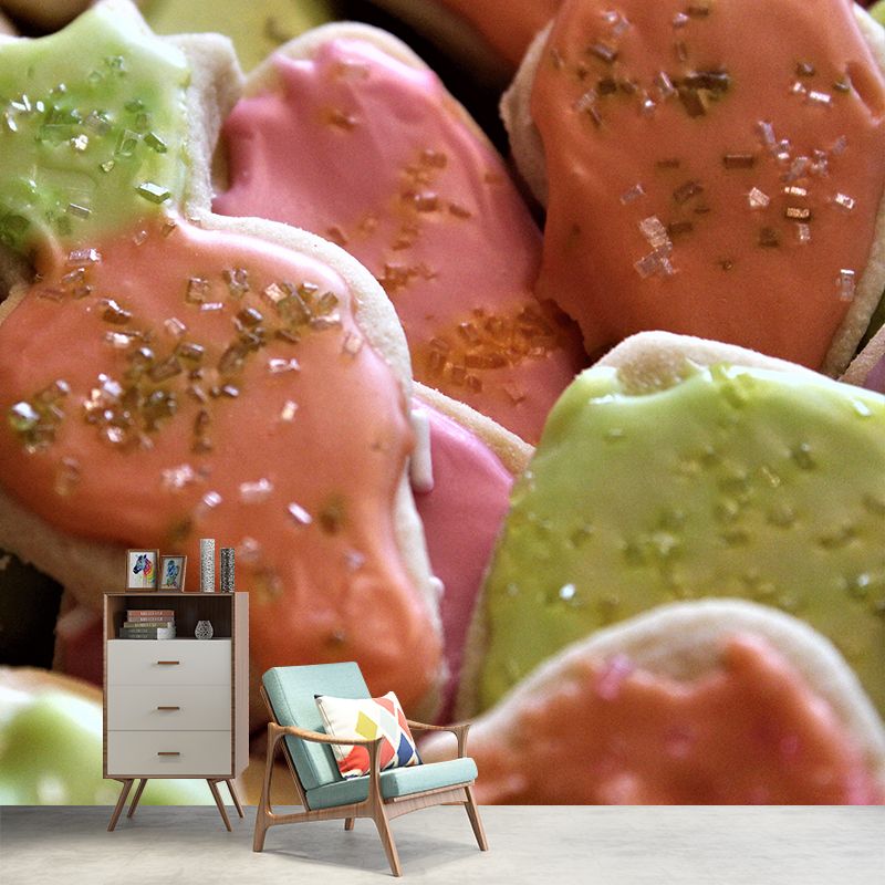 Cookies Mural Wallpaper Contemporary Mildew Resistant Commerce Shop Decoration