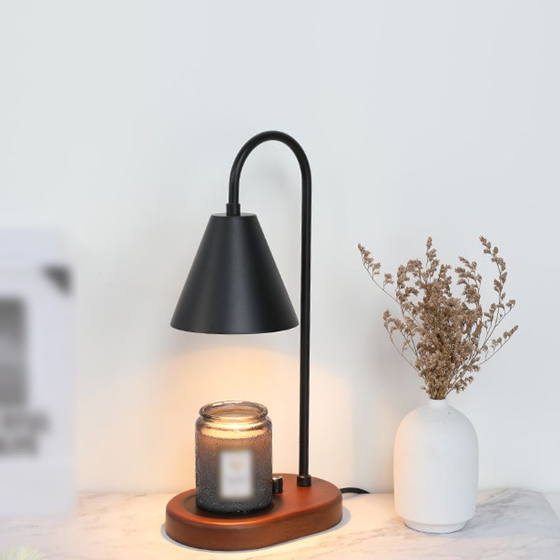 Nordic Style Metall Tischlampe Aromatherapie Schmelzen Wachs Schreibtischlampe mit Holz für Schlafzimmer