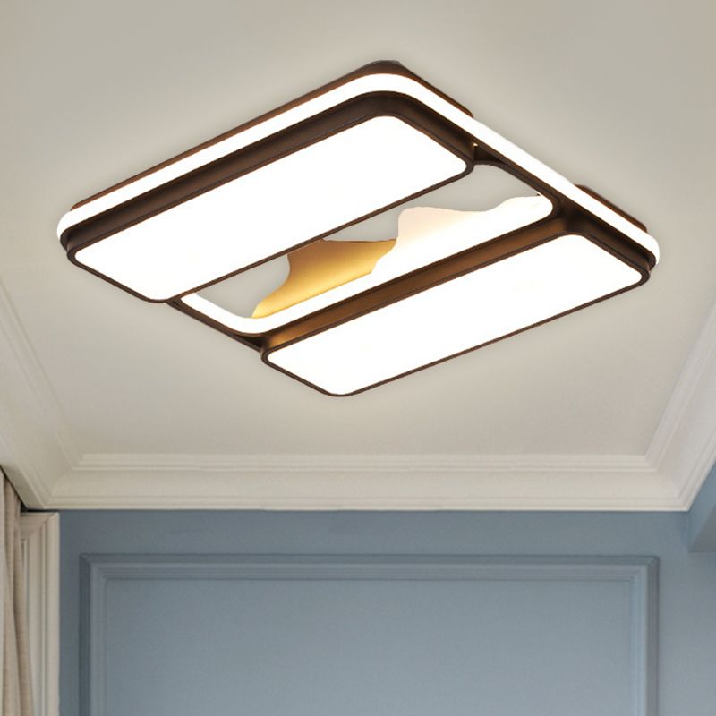 Acrylic Rectangle Ceiling Flush Modernist LED Black Flush Mount Lighting in Warm/White Light, 16.5"/20.5"/35.5" Wide