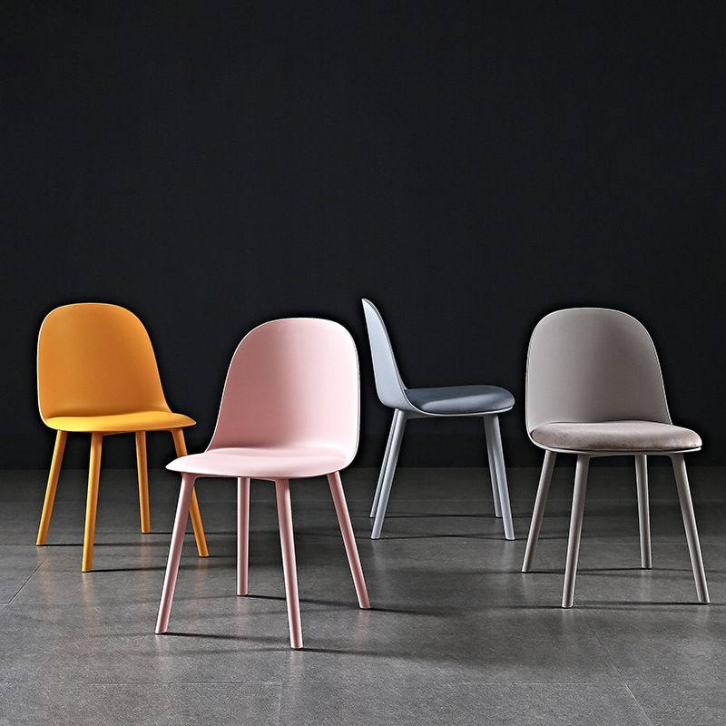 Silla sin brazos de comedor de plástico escandinavo, silla con respaldo sólido para el hogar