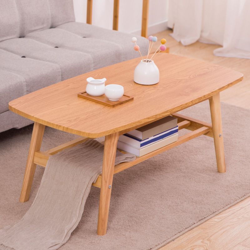 Modern Wooden Rectangular Coffee Table Cocktail Table in Natural