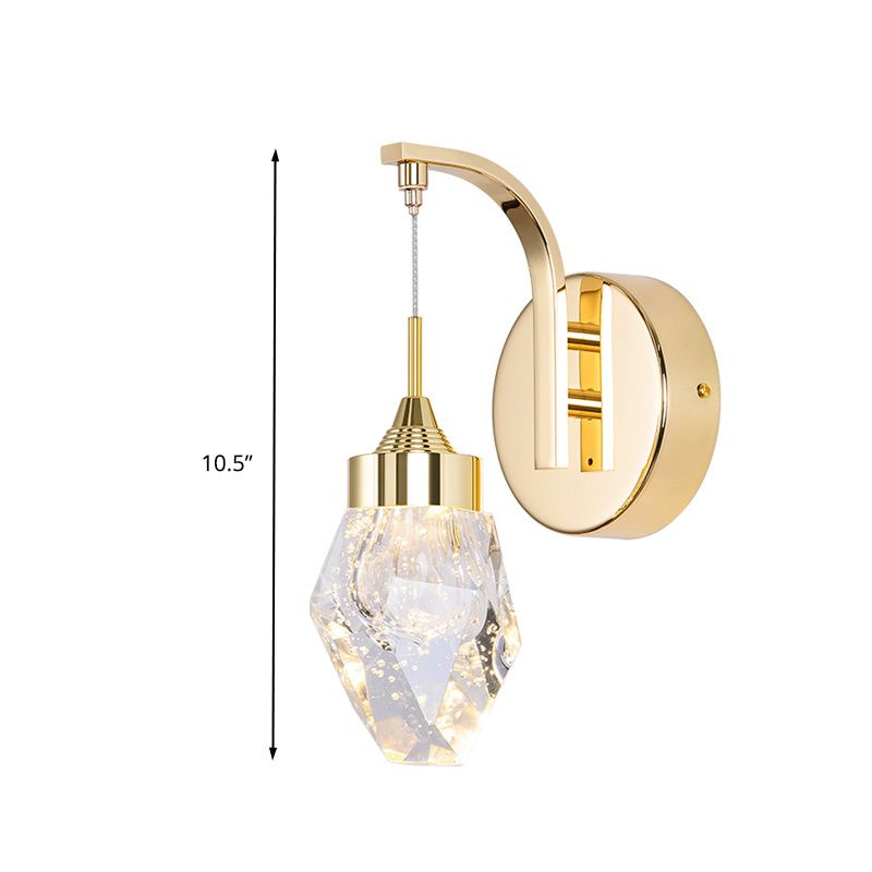 Geometric Living Room Sconce Light Vintage Bubble Crystal LED Gold Wall Lighting Fixture for Bedroom