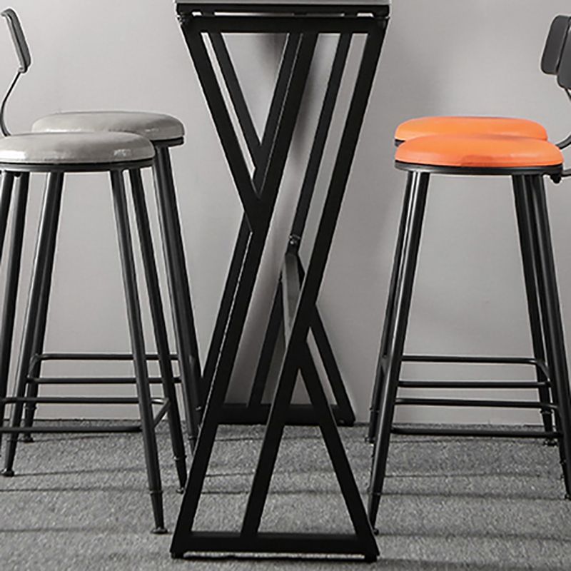 White Modern Style Rectangle Bar Table in Faux Marble and Metal Table Kitchen Bar Table