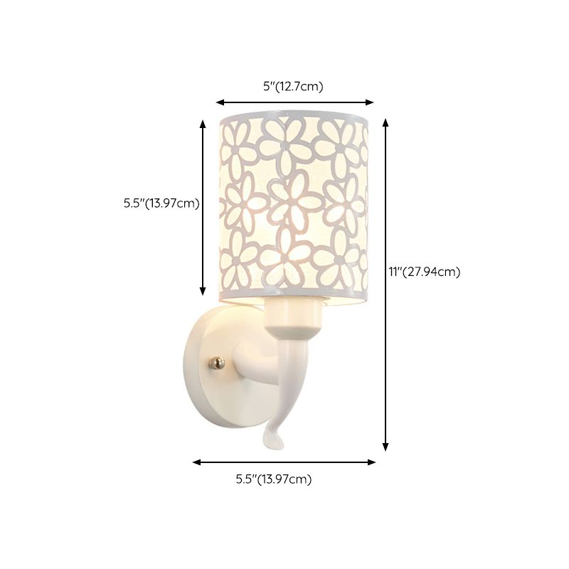 Modern Metal Wall Sconce Cylinder Shape Vanity Lamp with Plastic Shade for Bathroom