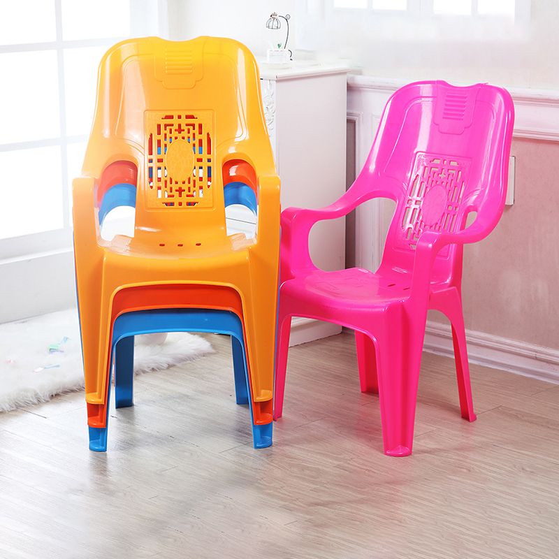 Modern Indoor Plastic Dining Arm Chairs Stackable High Back Dining Armchairs