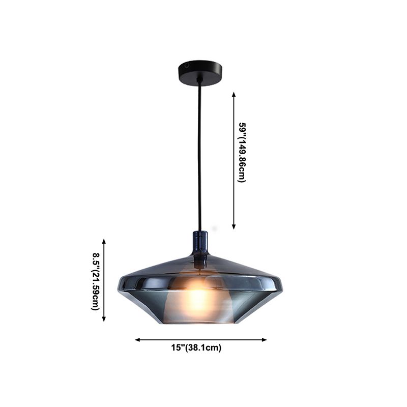 Light geometrica di ferro laccata a sospensione moderna a sospensione artistica con tonalità in vetro smerigliato