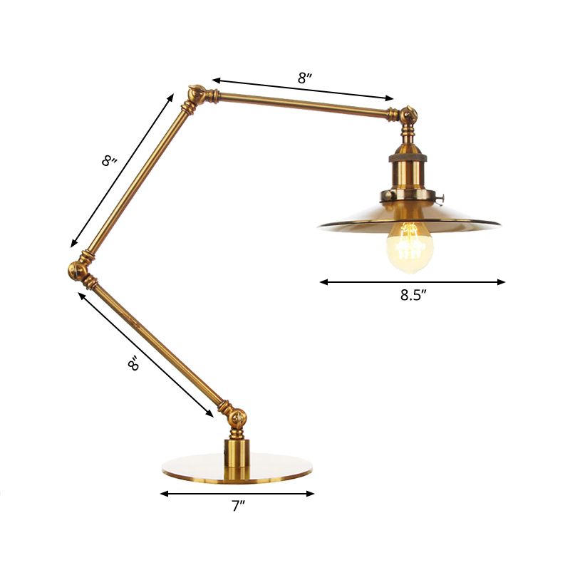 Lampada da tavolo svasata elegante industriale in metallo a 1 luce Lampada da tavolo per sala da pranzo con braccio di lunghezza 8"+8"/8"+8"+8" in oro