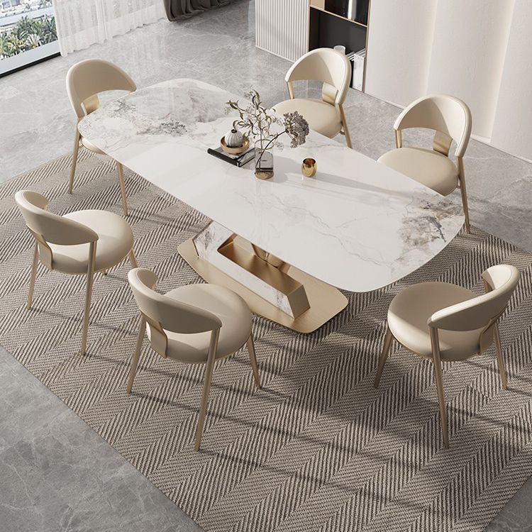 Nordic Glam Sintered Stone Rectangle Table Set 1/4/5/6/7/9 Pieces Dining Set