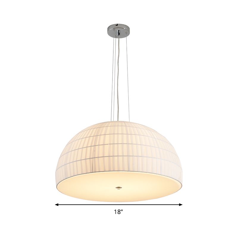 Fabric Dome Hanging Ceiling Light Modern 4 Lights White Chandelier Light Fixture