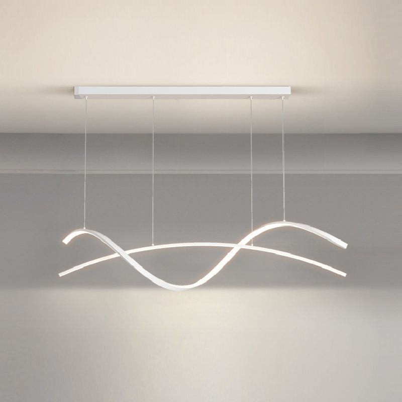 Strip Shape Island Light Modern LED Island Hanging Lamp with Acrylic Shade for Dining Room