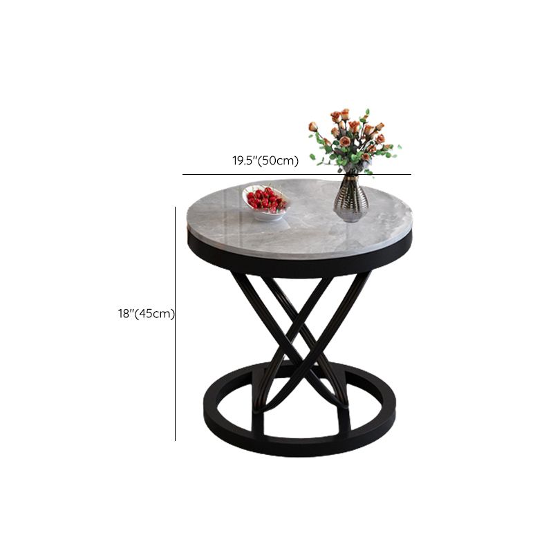 Slate and Metal Single Coffee Table Frame Round Glam Coffee Table