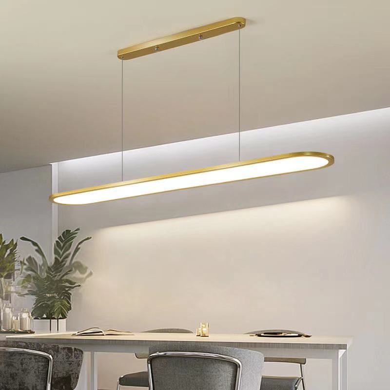 Simple LED Island Lighting Ideas Ultra-thin Oblong Hanging Lamp with Acrylic Shade