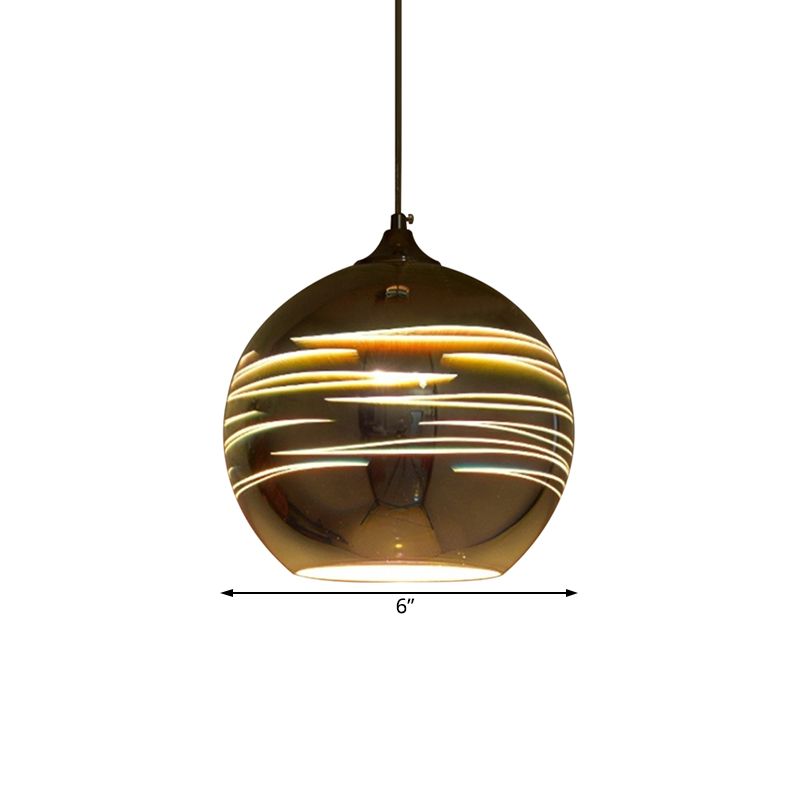 Lampada a sospensione in vetro 3-D Globe Contemporary 1 Light Crome/Gold Hanging Light, largo 6 "/8"/10 "