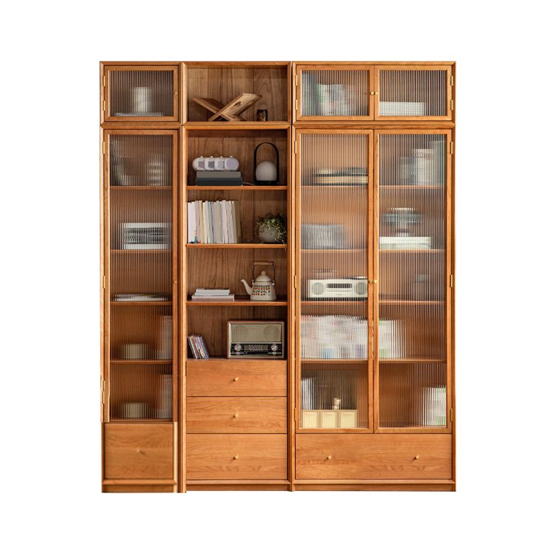 Closed Back Bookcase Standard Wooden Contemporary Natural Bookshelf