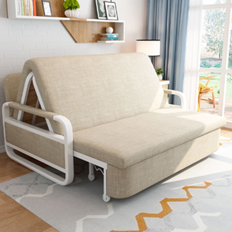 Cotton Blend Contemporary Convertible Bed Sofa Couch in Beige