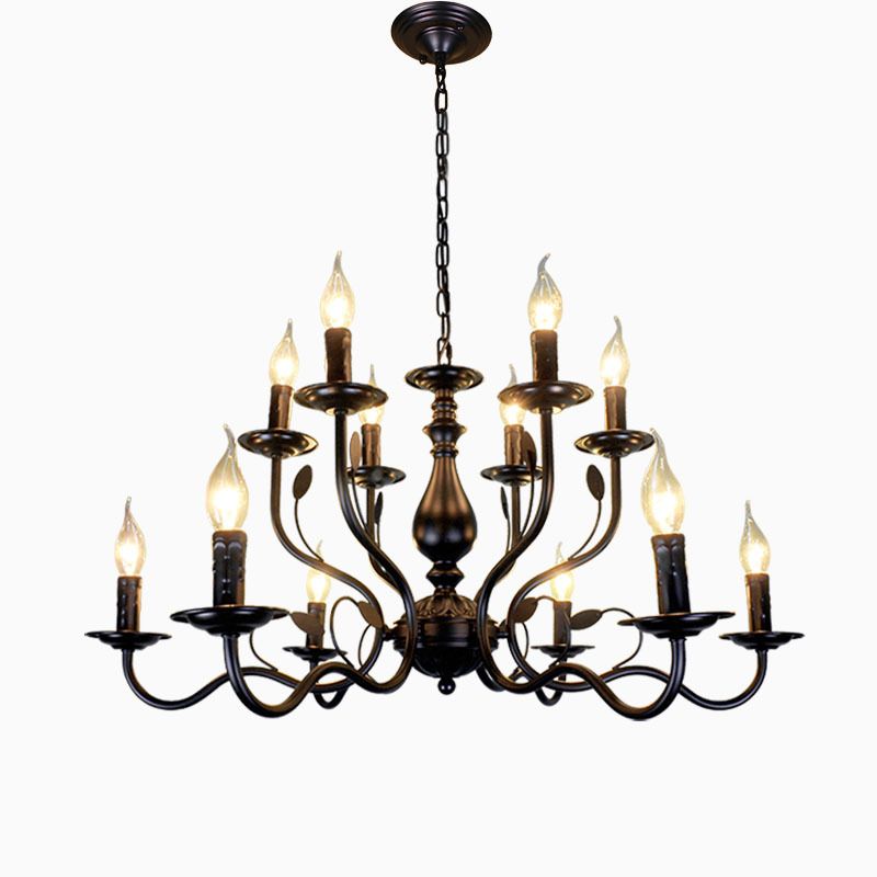 Lámpara de candelabro de araña vintage de 12 luces de 12 luces Lámpara colgante grande con una cadena de suspensión ajustable de 13.7 "